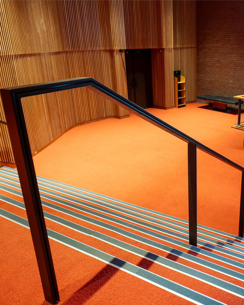 Stairs and handrails at theatre entrance