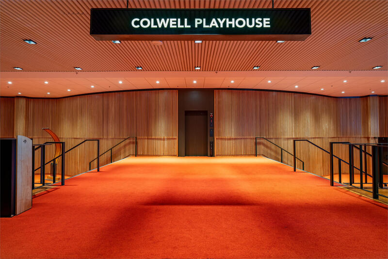 New elevator lobby at the Colwell Playhouse 